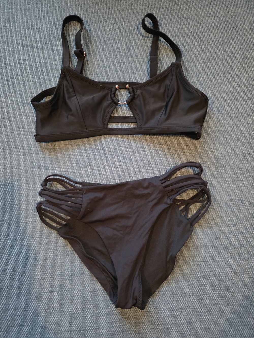 Women's Black Strappy Two-Piece Swimsuit